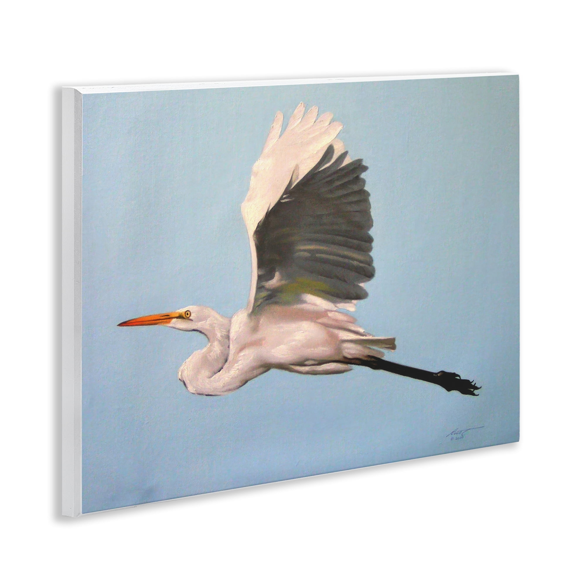Stupell Industries Graceful Egret Flying Animals & Insects Painting Unframed Art Print Wall Art, 14 x 11