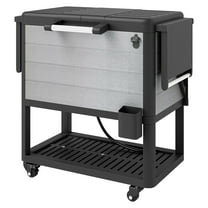 104 Quart Cooler Cart, Outdoor Rolling Ice Chest with Wheels