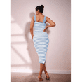 thumbnail image 6 of Women'S 2025 Summer Spring Bodycon Midi Dress Vacation Sleeveless Ribbed Knit Striped Party Sweater Dresses Light Blue XXL, 6 of 7