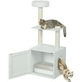 thumbnail image 2 of PawHut Cat Tree with Litter Box Enclosure for Indoor Cats with Scratching Posts, Bed, Climbing Platforms, Modern Style Pet Furniture, White, 2 of 9