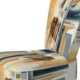 thumbnail image 4 of Designart "Contemporary Blue and Gold Abstraction II" Blue Abstract Upholstered Accent Chair - Modern Arm Chair For Living Room, 4 of 5