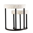 thumbnail image 3 of Set Of Two 21" White Solid Wood And Iron Round Nested Tables, 3 of 3