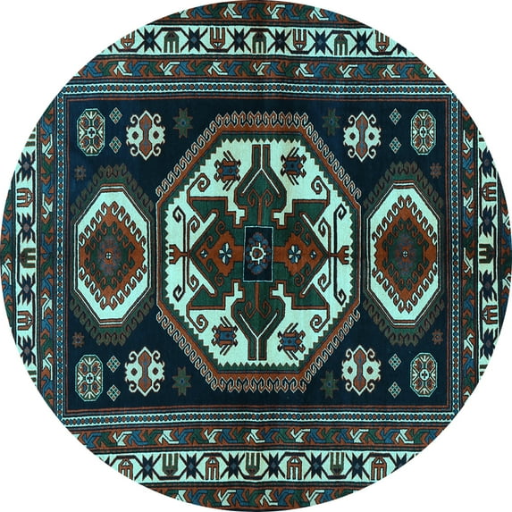 Ahgly Company Indoor Round Persian Light Blue Traditional Area Rugs, 7' Round