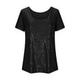 thumbnail image 4 of XIAONU Summer Sequin-Embellished T-Shirt for Women Crew-Neck Short-Sleeve Night-Out Party Casual Tee, 4 of 4