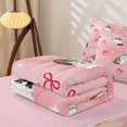 thumbnail image 5 of Manfei Cartoon Cat Zipper Queen Comforter Set with Fitted Sheet and 2 Pillowcases, Sky Star Ribbon Zipper Bedding Set, Pink, Pink Reversible, 4-Piece, 5 of 7