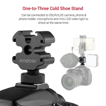 Image of Andoer Cold Shoe Adapter Portable Aluminum Alloy Camera VideoCamera Video Stand Cold Mount Aluminum Alloy Cold VideoArm Cold Stand Ainn Eryue