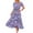 Purple #01, variant on Pisexur Womens Summer Dresses Bohemian Floral Print Maxi Dress Fashion Casual Round Neck Flowy Dress Tiered Pleated Swing Sundress Short Sleeve Tunic Hawaiian Beach Dress