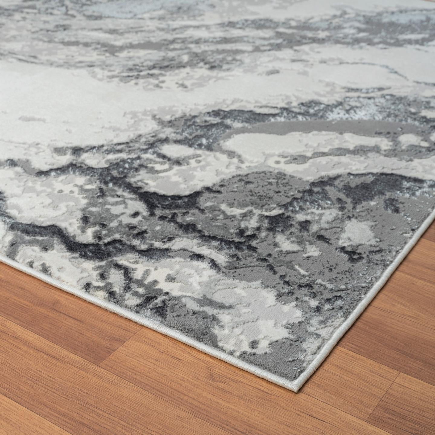 Luxe Weavers Abstract Marble Gray 2x3 Area Rug for Entryway
