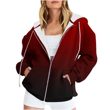 Qertyioot Christmas Womens 2023 Winter Coat Discount Casual Printed Zippered Long Sleeved Hooded Sweater Jacket Top