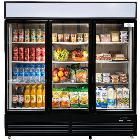 Commercial Merchandiser Refrigerator, 3 Glass Door, Beverage Cooler, 72" x 28" x 81", 49.8 Cu. Ft., NSF Certified