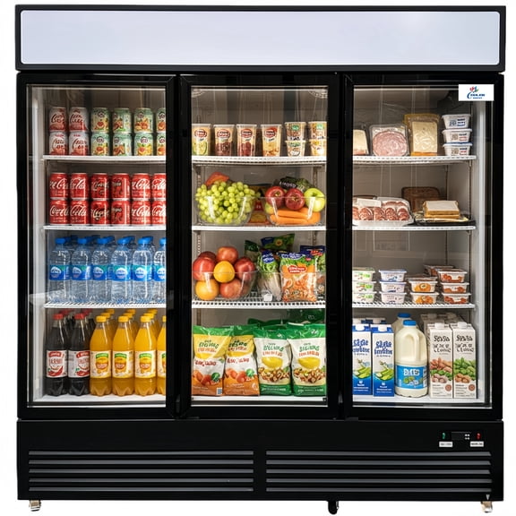 Commercial Merchandiser Refrigerator, 3 Glass Door, Beverage Cooler, 72" x 28" x 81", 49.8 Cu. Ft., NSF Certified