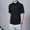 Black, variant on Yufatyle Men Short Sleeve Cotton Linen Stand-up Collar Slim Casual Shirts Dark Gray XXXXXL