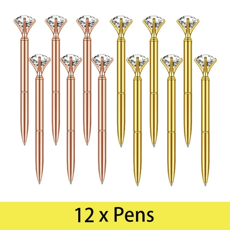 12Pcs Diamond Pen Diamond Ballpoint Pen Black Ink Shiny Pen