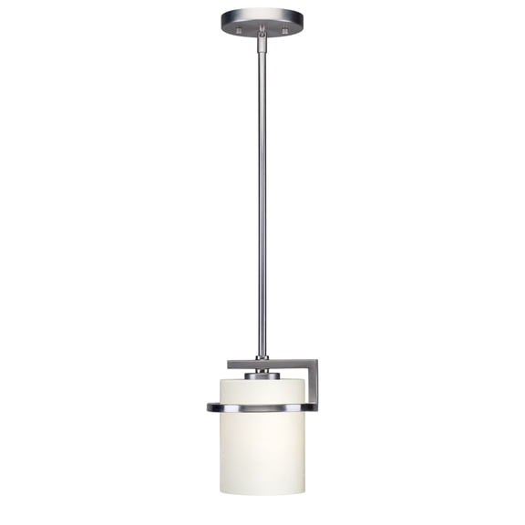 Halo  1-Light Brushed Nickel Mini Pendant with Satin Opal Glass - Brushed Nickel