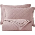 thumbnail image 6 of Chezmoi Collection Owen 3-Piece Soft Cooling Bamboo Fiber Quilt Bedspread Diamond Quilted Coverlet Set (Queen, Woodrose), 6 of 9