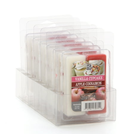 Hosley 6 Pack of 2.5oz Dual Fragrance Wax Cubes / Melts - VANILLA CUPCAKE & APPLE CINNAMON