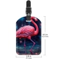 thumbnail image 6 of Square 2Pack PU Leather Flamingo Cruise Luggage Tag with Privacy Cover and Name ID Tag for Travel Handbags Backpacks Luggage Tags, 6 of 6