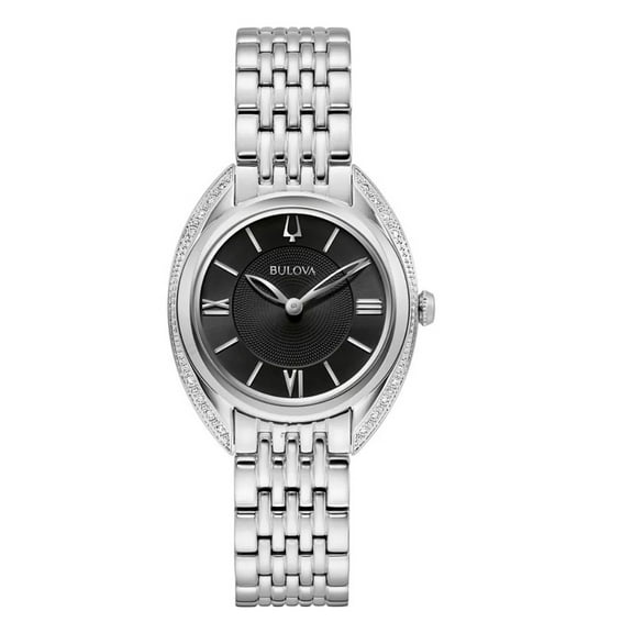 Bulova Classic Women's Black Dial 1/10ct Diamond Quartz Watch 96R252