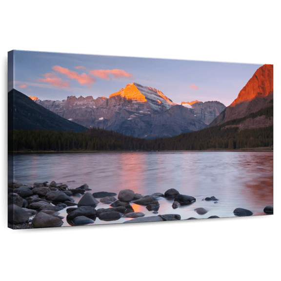 Elephant Stock Whimsical Montana Sunset Wall Art - Horizontal Canvas Wall Art - Living Room Wall Decor - Nature Canvas - Blue And Orange Decor - 12" x 8"