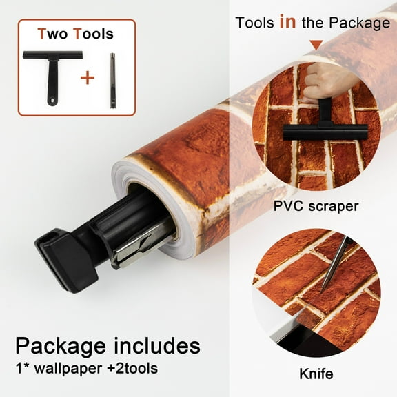 UMIGGEE 17.7-in x 472-in Red Brick Wallpaper Vintage Brick Wallpaper Peel and Stick Wallpaper Self Adhesive Removable Decorative Contact Paper for House Decoration PVC DIY