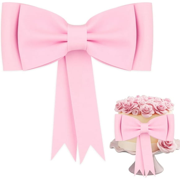 Bow Cake Topper, Oversized Pink Bow Birthday Cake Toppers Bow Cake Decoration Princess Cake Topper Wedding Cake Toppers Cake Decorating Kit for Girl Birthday Wedding Party Cake Decorations Supplies