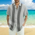 thumbnail image 2 of Lumtrix Cuban Guayabera Shirts for Men Short Sleeve Casual Button Down Hawaiian Shirt Band Collar Beach Camp Mexican Shirt Light Gray 3XL, 2 of 4