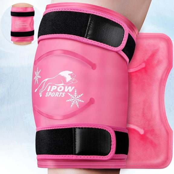 20-Inch Extra Large Reusable Gel Knee Ice Pack Wrap, Adjustable Cold Therapy for Sports & Active Lifestyles, Flexible Comfort Fit, Stay-Cool Design, Pink(1 Pack)
