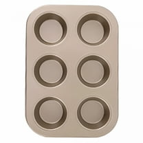 ACDANC Muffin Pan 6-Cup, Stainless Steel Cupcake Pan, Metal Muffin Baking for Oven, Regular Size & Easy Clean, Non-toxic & Dishwasher Safe (Gold)