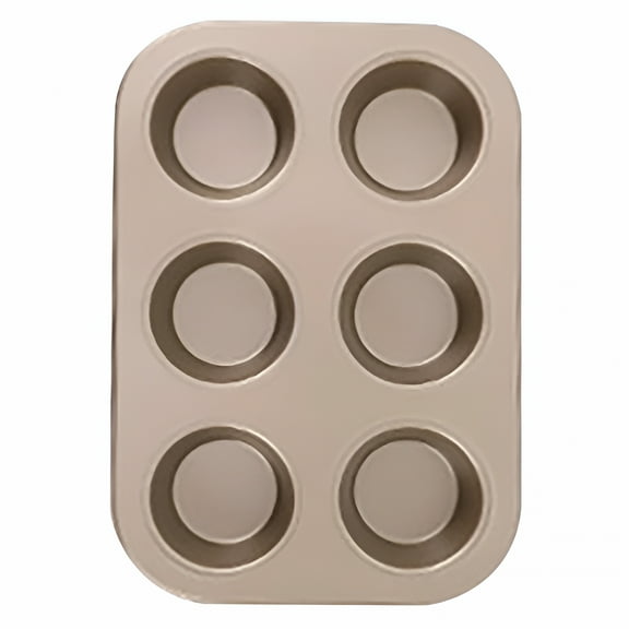 ACDANC Muffin Pan 6-Cup, Stainless Steel Cupcake Pan, Metal Muffin Baking for Oven, Regular Size & Easy Clean, Non-toxic & Dishwasher Safe (Gold)