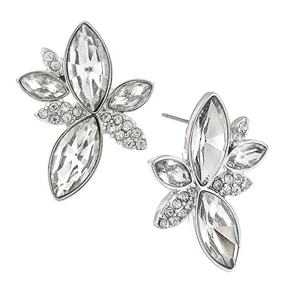 1928 Jewelry Silver-Tone Clear Crystal Statement Post Earrings