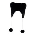 thumbnail image 3 of Gorro de invierno para niños con orejeras, cálido, portátil, adorable, ligero y de felpa. Negro, 3 of 9