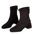 thumbnail image 4 of Women Square Toe Stretch Suede Ankle Boots, Back Zipper Block Heel Sock Booties, Elegant Mid Heel Short Boots, Fashion Dress Boots for Fall Winter Black 7.5(39), 4 of 8