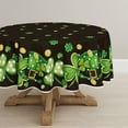 thumbnail image 3 of St. Patricks Day Tablecloth 60×60 Inch Round, Clover Shamrock Hat Black Washable Table Cover for Party Picnic Dinner Decor, 3 of 6