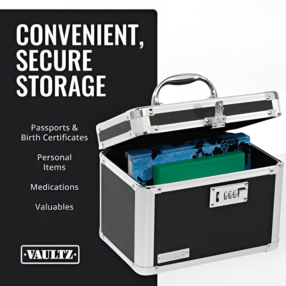 Vaultz Medium Combination Lock Storage Box, Black photo 2