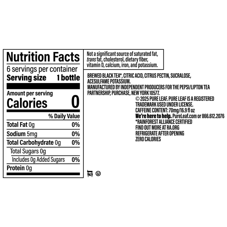 Pure Leaf Zero Sugar Sweet Tea, 16.9 fl oz, 6 Pack photo 2