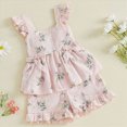 thumbnail image 6 of Toddler Girl Boho Outfit Ruffle Layer Sleeveless Top Floral Print Shorts Summer Casual Set 6-12 Months, 6 of 8