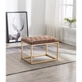 thumbnail image 4 of 7th Haven Inc. WOVENBYRD 24" Button Tufted Metal Ottoman Black Faux Leather, 4 of 5