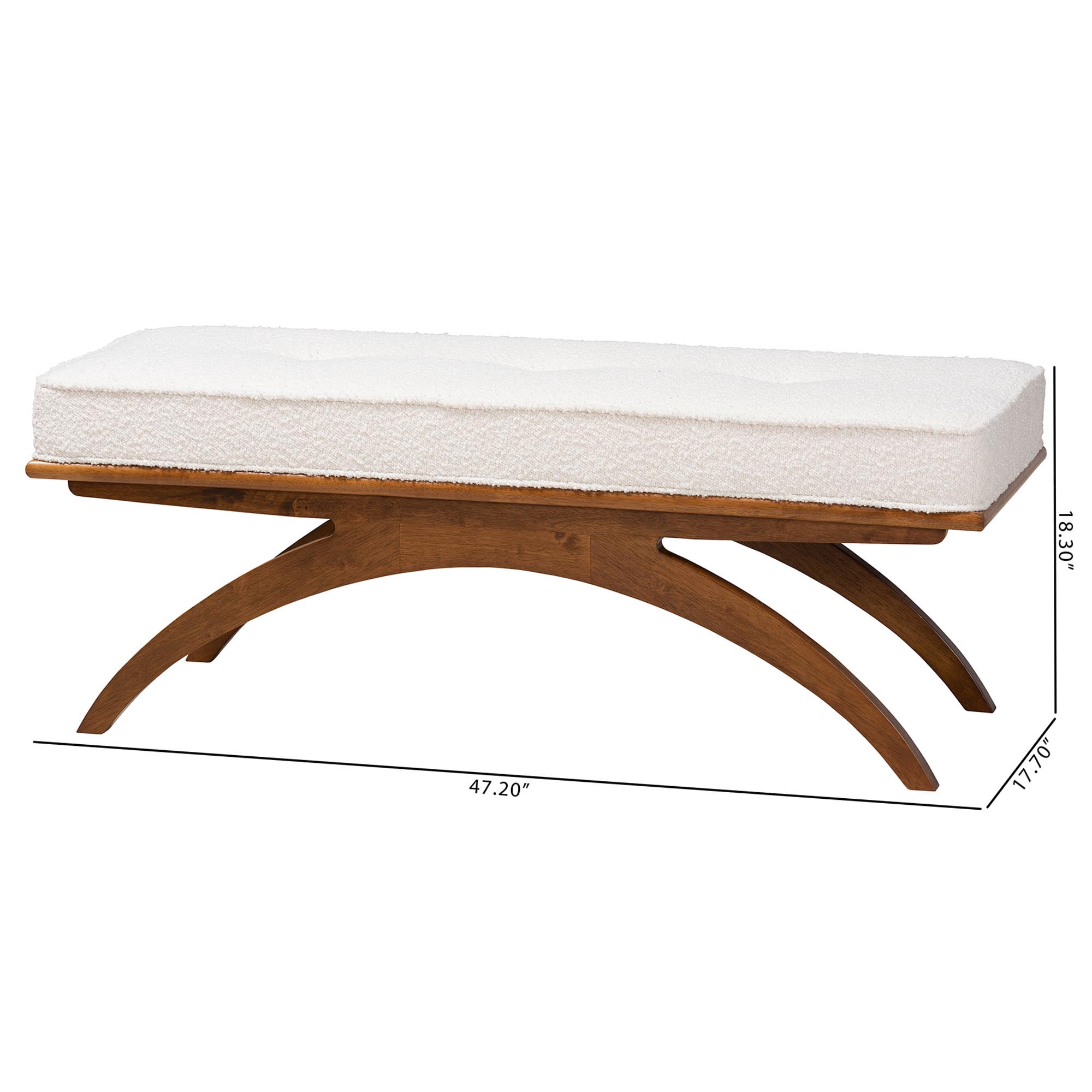 Baxton Studio Orella Japandi Cream Boucle Fabric and Walnut Brown Finished Wood Bench
