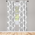 thumbnail image 3 of Ambesonne Floral Curtains, Outline Wild Flowers Plants, Pair of 28"x63", Charcoal Grey and White, 3 of 5