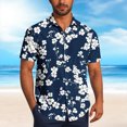 thumbnail image 1 of Blusa y camisa de manga corta con cuello vuelto Camisa casual para hombre Camisa de bolos vintage de manga corta Camisas de verano de playa cubana Camisa con botones Blusa para hombre Poliéster, 1 of 6