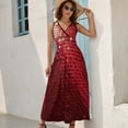 thumbnail image 5 of Red Paillette Sequin Print Womens Night Club Maxi Dress V Neck Sleeveless Bohemia Long Dresses, 5 of 9