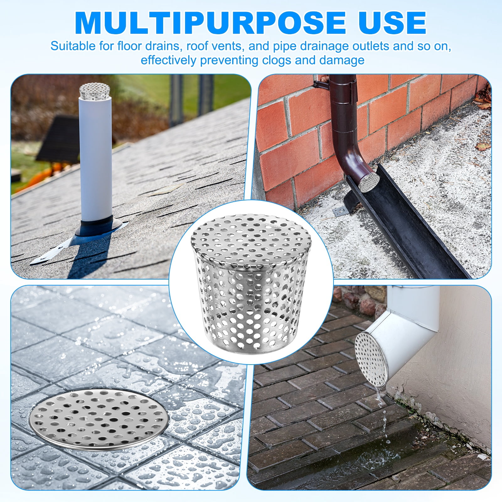Uxcell 2-Pack Termination Mesh Screen Vent Covers, 3.54–2.87 Inch ID Stainless Steel Conical Exhaust Pipe Cover Strainer for Preventing Birds/Leaves from Entering