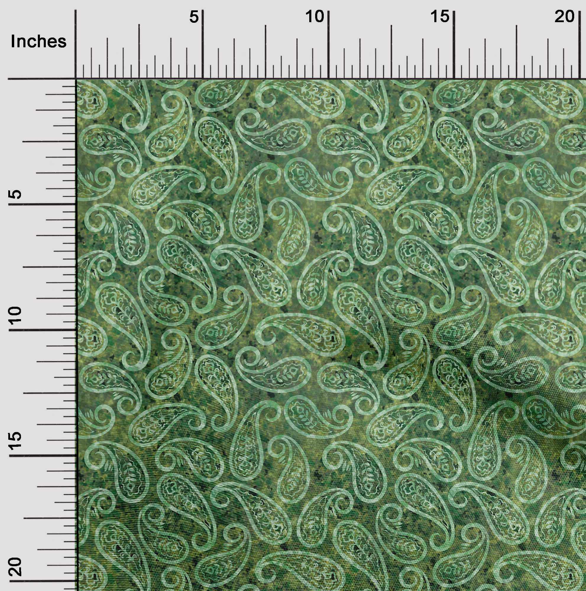 oneOone Cotton Poplin Twill Green Fabric Paisleys Diy Clothing Quilting Fabric Print Fabric By Yard 56 Inch Wide