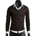 thumbnail image 1 of Aozrynl Men's Casual Long Sleeve V-neck Knitted Pullover Jumper Sweater Shirt Tops, 1 of 2