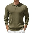 thumbnail image 2 of Zimjoy Long Sleeve Polo Shirts for Men Henley Neck Big and Tall Classic Shirt Casual Button Down Golf Shirts Ribbed Loose Fit Knit Shirt, Army Green L, 2 of 4