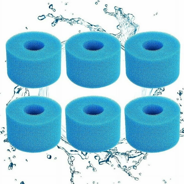 Esponja de filtro tipo S1, cartucho de filtro de espuma, espuma para filtro de piscina, reutilizable y lavable, filtro de espuma para spa, piscina, jacuzzi (6, azul)