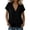 WRQT1-Black, variant on Linen Tops for Women V Neck Button Short Sleeve Peplum Shirts Flowy Loose Fit Double Ruffle Hem Babydoll Top