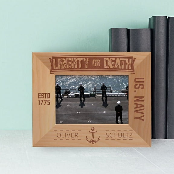 Liberty Or Death Personalized Wooden Frame-5" x 3 1/2" Brown Horizontal