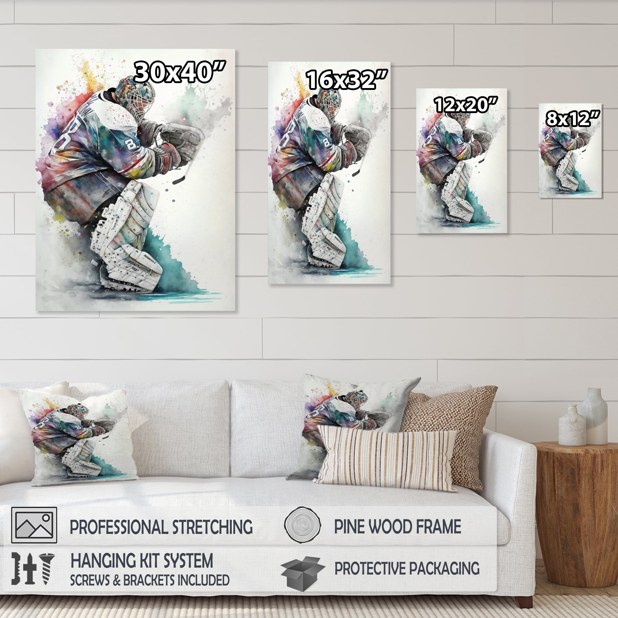 Designart Hockey Goalie During Game IV Canvas Wall Art