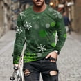 thumbnail image 2 of Honeeladyy Men's Christmas Blouse Tops 3D Funny Snowman Printed Round Neck Long Sleeve Pullover Ugly Christmas Santa Sweaters #Wf-Army Green-M, 2 of 5